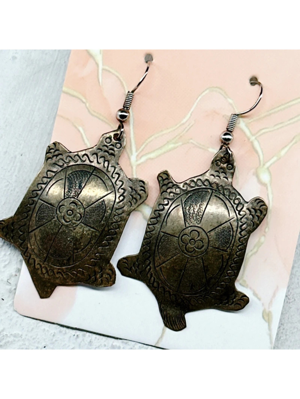866mc. Bronze Turtle Earrings